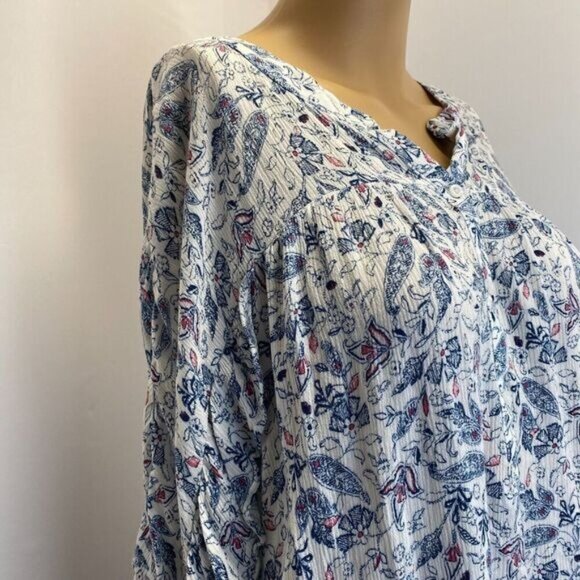 Lauren Conrad Womens Floral Button Up Ruffle  Blouse Top Size XL Multicolor Used - Picture 13 of 15